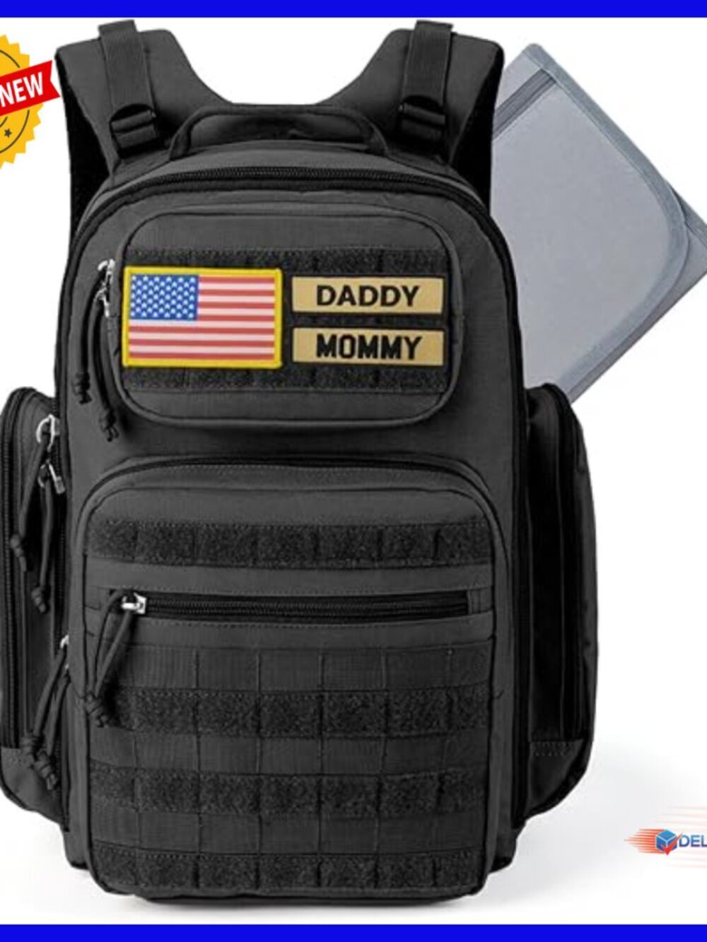 40L Military Tactical Diaper Backpack with Insulated Pockets Changing Pad